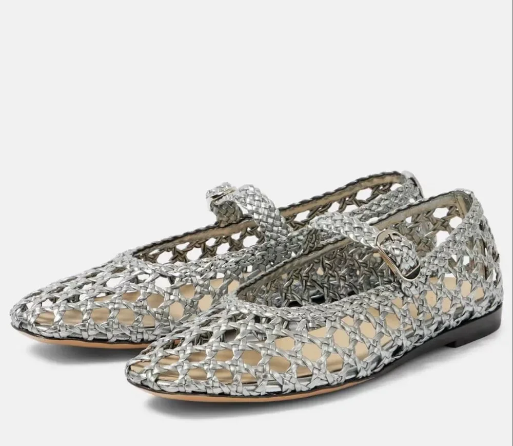 Le Monde Beryl Woven leather Mary Jane flats 36.5